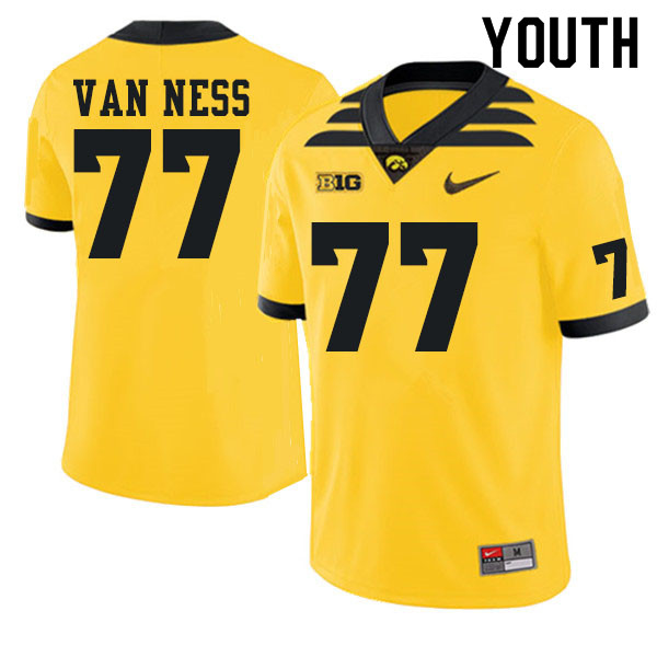 Youth #77 Lukas Van Ness Iowa Hawkeyes College Football Jerseys Sale-Gold